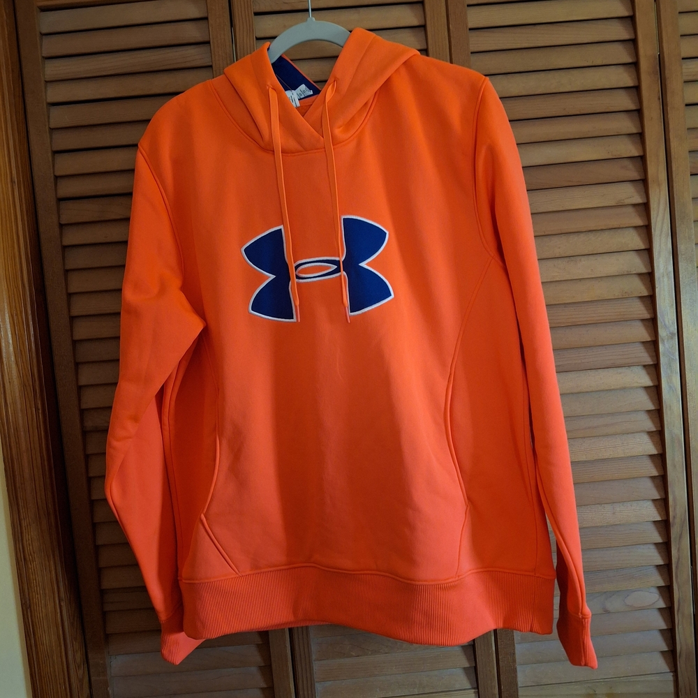 Under Armour Vibrant Orange Hoodie with Blue Logo
